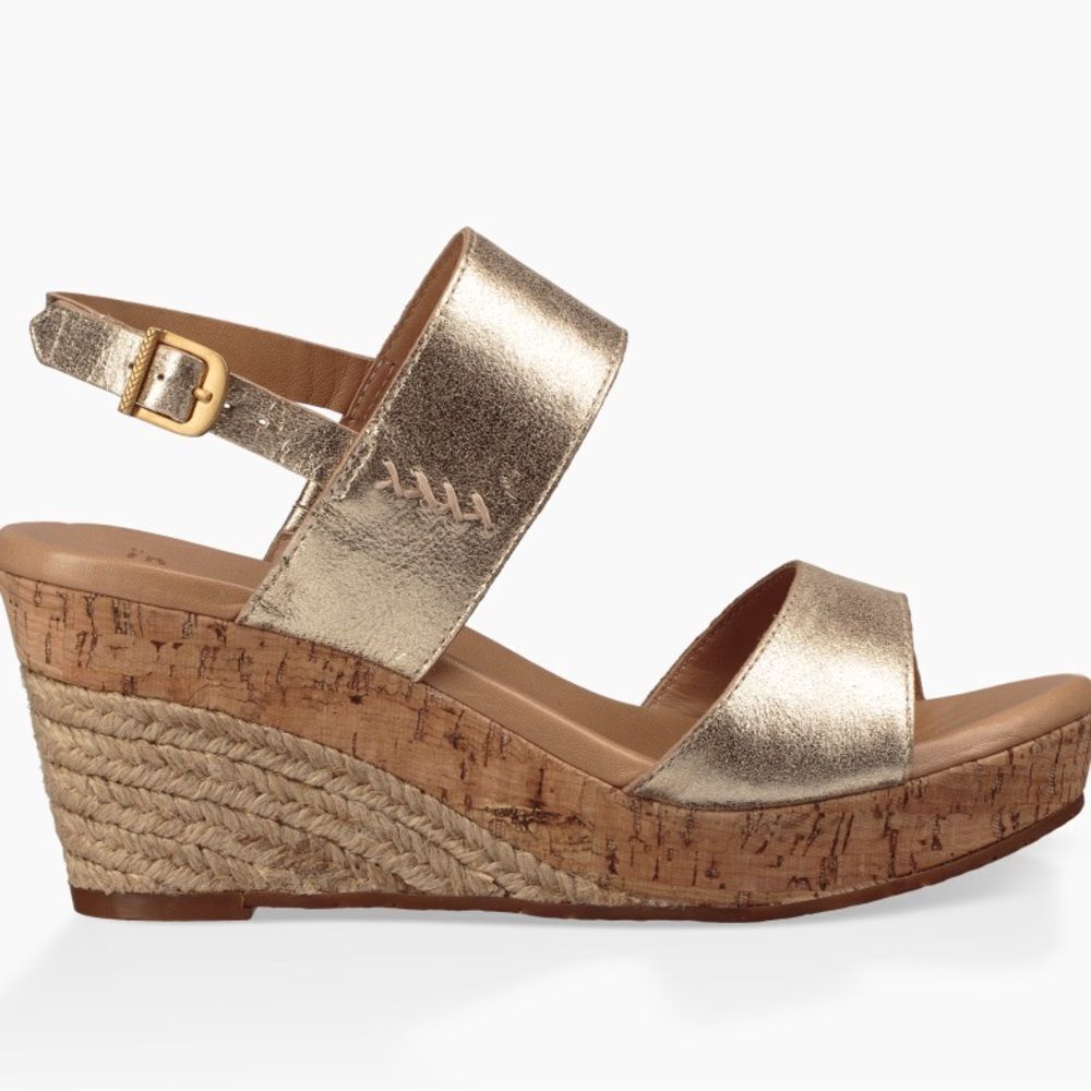 UGG Elena Metallic Cork wedge
